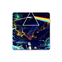 Trippy Kit Rick And Morty Galaxy Pink Floyd Square Magnet by Bedest