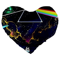 Trippy Kit Rick And Morty Galaxy Pink Floyd Large 19  Premium Flano Heart Shape Cushions by Bedest