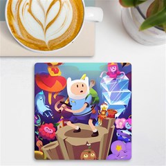 Cartoon Adventure Time Finn Princess Bubblegum Lumpy Space Uv Print Square Tile Coaster  by Bedest