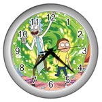 Rick And Morty Adventure Time Cartoon Wall Clock (Silver) Front