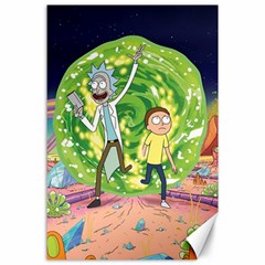 Rick And Morty Adventure Time Cartoon Canvas 24  X 36  by Bedest