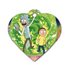 Rick And Morty Adventure Time Cartoon Dog Tag Heart (two Sides) by Bedest