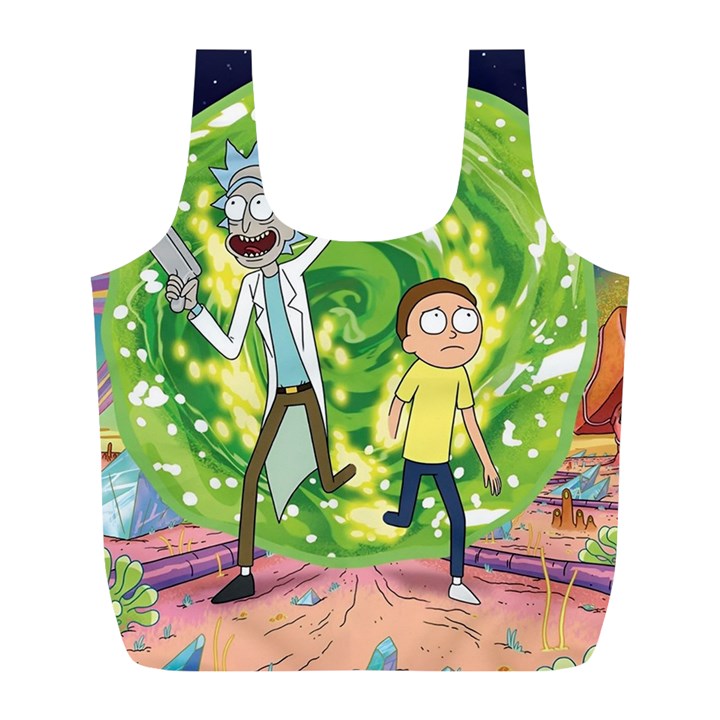 Rick And Morty Adventure Time Cartoon Full Print Recycle Bag (L)