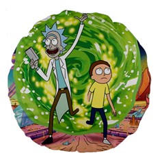 Rick And Morty Adventure Time Cartoon Large 18  Premium Flano Round Cushions by Bedest