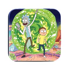 Rick And Morty Adventure Time Cartoon Square Metal Box (black) by Bedest