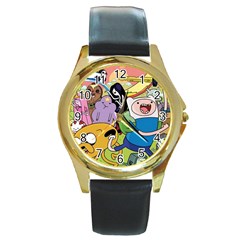 Adventure Time Finn  Jake Round Gold Metal Watch by Bedest