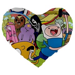 Adventure Time Finn  Jake Large 19  Premium Heart Shape Cushions by Bedest