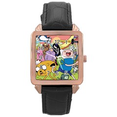 Adventure Time Finn  Jake Rose Gold Leather Watch  by Bedest