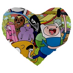 Adventure Time Finn  Jake Large 19  Premium Flano Heart Shape Cushions by Bedest