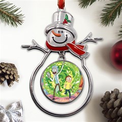 Rick And Morty Adventure Time Cartoon Metal Snowman Ornament by Bedest