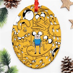 Adventure Time Finn Jake Cartoon Oval Filigree Ornament (two Sides) by Bedest