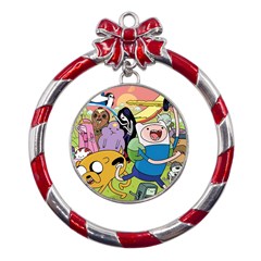 Adventure Time Finn  Jake Metal Red Ribbon Round Ornament