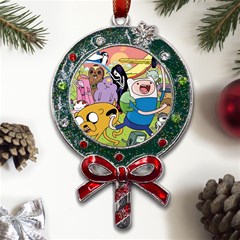 Adventure Time Finn  Jake Metal X mas Lollipop With Crystal Ornament by Bedest