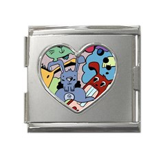 Graffiti Monster Street Theme Mega Link Heart Italian Charm (18mm) by Bedest