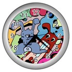 Graffiti Monster Street Theme Wall Clock (Silver) Front