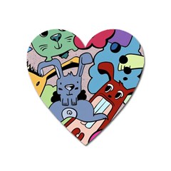 Graffiti Monster Street Theme Heart Magnet by Bedest