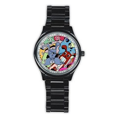 Graffiti Monster Street Theme Stainless Steel Round Watch by Bedest