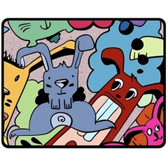 Graffiti Monster Street Theme Two Sides Fleece Blanket (medium) by Bedest