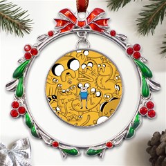 Adventure Time Finn Jake Cartoon Metal X mas Wreath Ribbon Ornament by Bedest