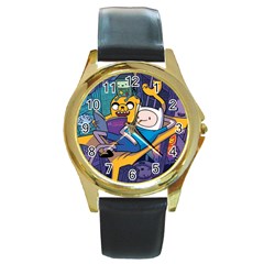 Adventure Time Finn  Jake Marceline Round Gold Metal Watch by Bedest