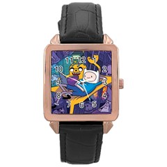 Adventure Time Finn  Jake Marceline Rose Gold Leather Watch  by Bedest