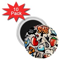 Comical Words Animals Comic Omics Crazy Graffiti 1 75  Magnets (10 Pack)  by Bedest