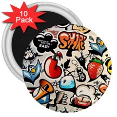 Comical Words Animals Comic Omics Crazy Graffiti 3  Magnets (10 Pack)  by Bedest