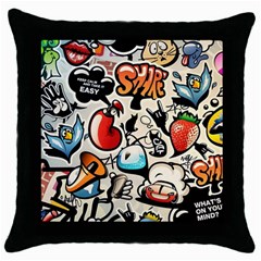 Comical Words Animals Comic Omics Crazy Graffiti Throw Pillow Case (black) by Bedest