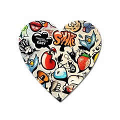 Comical Words Animals Comic Omics Crazy Graffiti Heart Magnet by Bedest