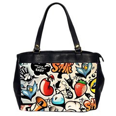 Comical Words Animals Comic Omics Crazy Graffiti Oversize Office Handbag (2 Sides) by Bedest