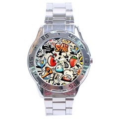 Comical Words Animals Comic Omics Crazy Graffiti Stainless Steel Analogue Watch by Bedest