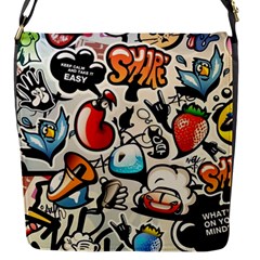 Comical Words Animals Comic Omics Crazy Graffiti Flap Closure Messenger Bag (s) by Bedest