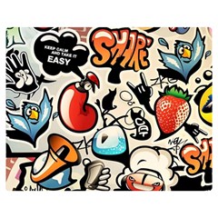 Comical Words Animals Comic Omics Crazy Graffiti Two Sides Premium Plush Fleece Blanket (medium) by Bedest