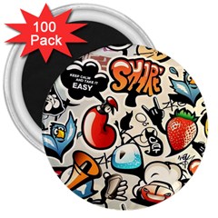 Art Book Gang Crazy Graffiti Supreme Work 3  Magnets (100 Pack) by Bedest