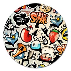 Art Book Gang Crazy Graffiti Supreme Work Magnet 5  (round) by Bedest