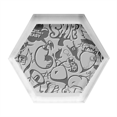 Comical Words Animals Comic Omics Crazy Graffiti Hexagon Wood Jewelry Box by Bedest