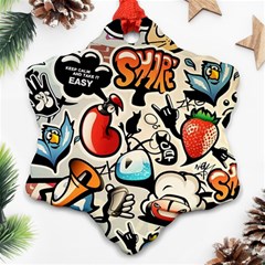 Art Book Gang Crazy Graffiti Supreme Work Ornament (snowflake) by Bedest