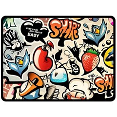 Art Book Gang Crazy Graffiti Supreme Work Two Sides Fleece Blanket (large) by Bedest