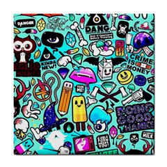 Graffiti Pop Art Crazy Retro Tile Coaster by Bedest