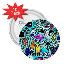 Graffiti Pop Art Crazy Retro 2 25  Buttons (10 Pack)  by Bedest