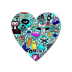 Graffiti Pop Art Crazy Retro Heart Magnet by Bedest