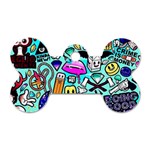 Graffiti Pop Art Crazy Retro Dog Tag Bone (Two Sides) Front