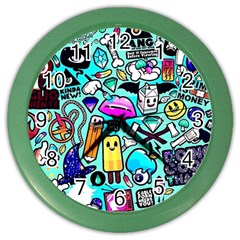 Graffiti Pop Art Crazy Retro Color Wall Clock by Bedest