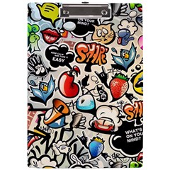 Comical Words Animals Comic Omics Crazy Graffiti A4 Acrylic Clipboard by Bedest