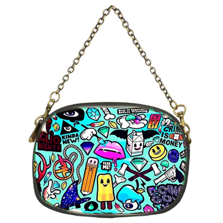 Graffiti Pop Art Crazy Retro Chain Purse (Two Sides)