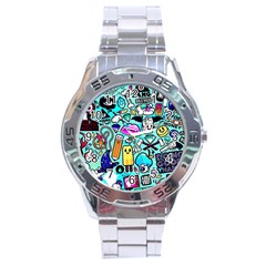 Graffiti Pop Art Crazy Retro Stainless Steel Analogue Watch by Bedest