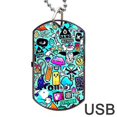 Graffiti Pop Art Crazy Retro Dog Tag Usb Flash (two Sides) by Bedest