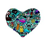 Graffiti Pop Art Crazy Retro Standard 16  Premium Heart Shape Cushions Back