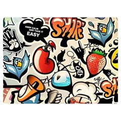 Comical Words Animals Comic Omics Crazy Graffiti Two Sides Premium Plush Fleece Blanket (extra Small) by Bedest