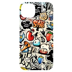 Comical Words Animals Comic Omics Crazy Graffiti Iphone 14 Plus Black Uv Print Case by Bedest